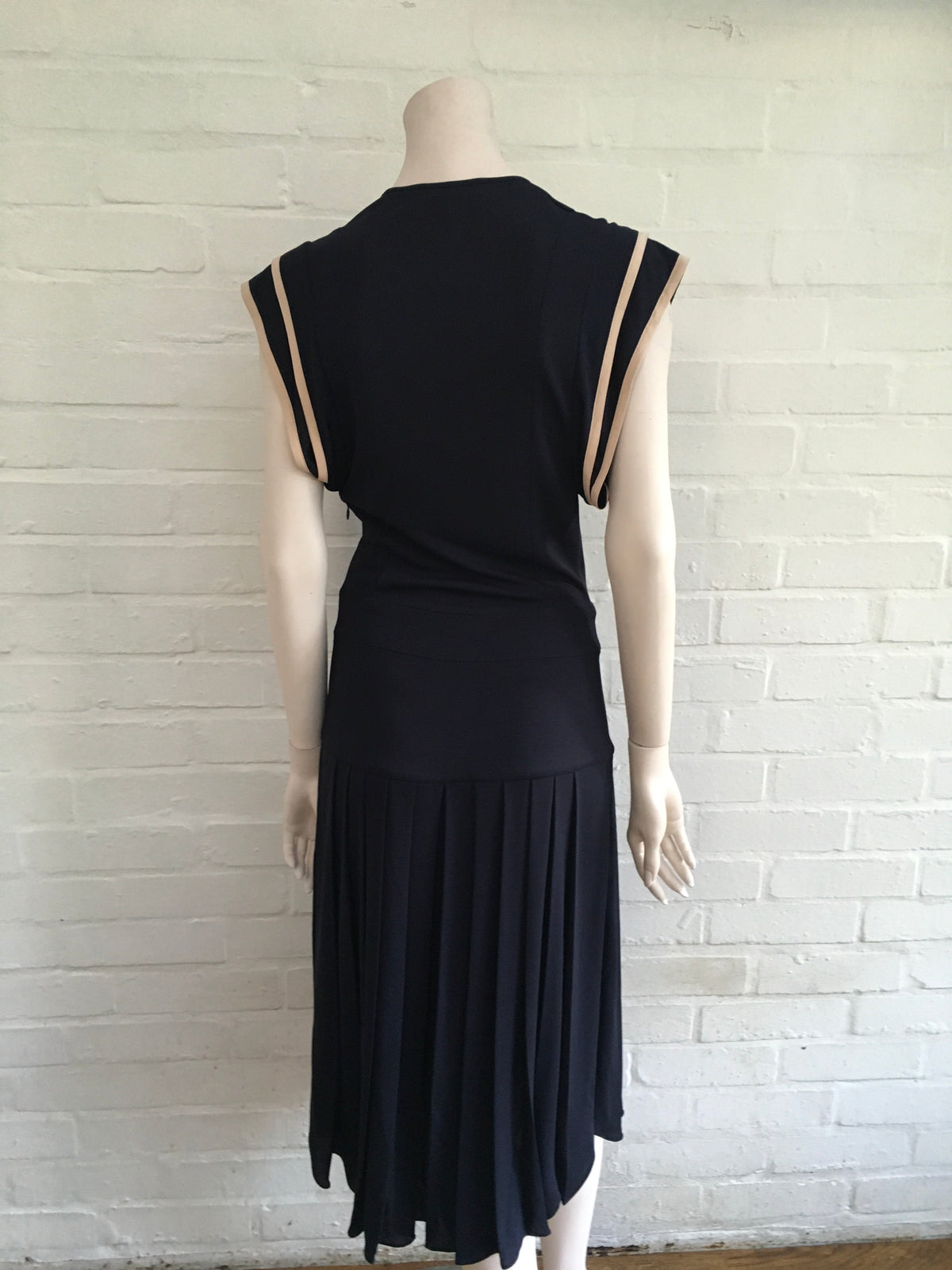 CHLOÉ Pleated Navy Midi Dress Ladies