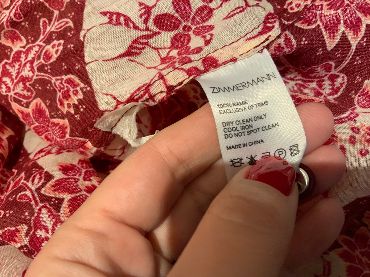 ZIMMERMANN MOST WANTED EYES ON SUMMER OVERSIZED FLORAL PRINTED BLOUSE LADIES 0 ladies