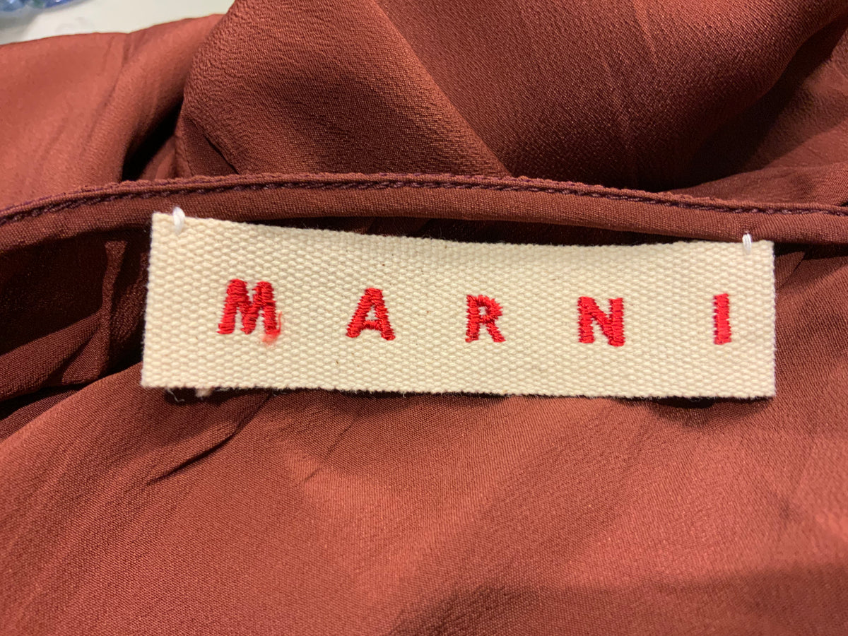 MARNI Silk Blend Brown Top Blouse Size 38 US 2 UK 6 XS ladies