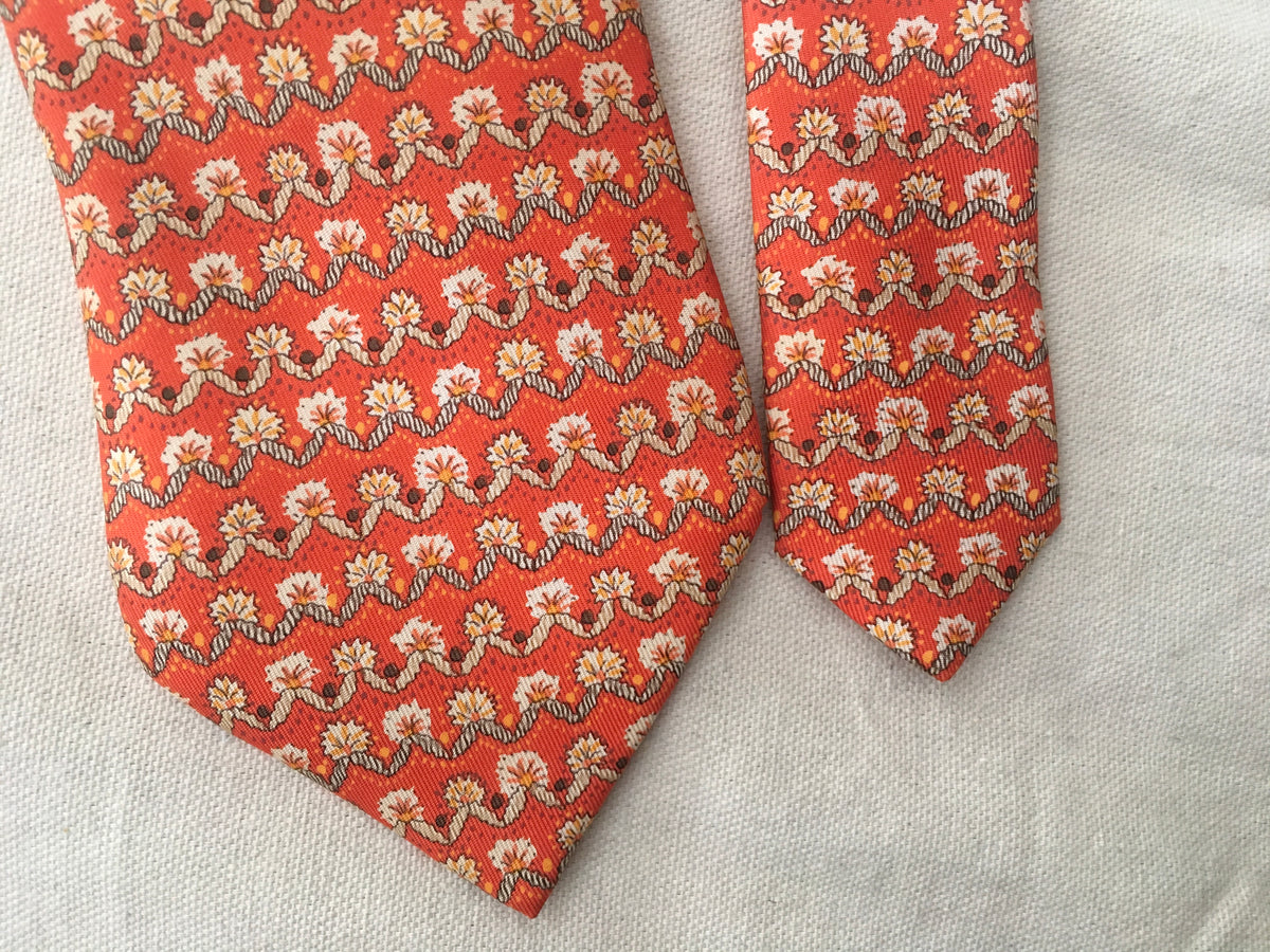 Hermès HERMES Paris Silk Floral Print Tie 7940 MA 100% AUTHENTIC Men