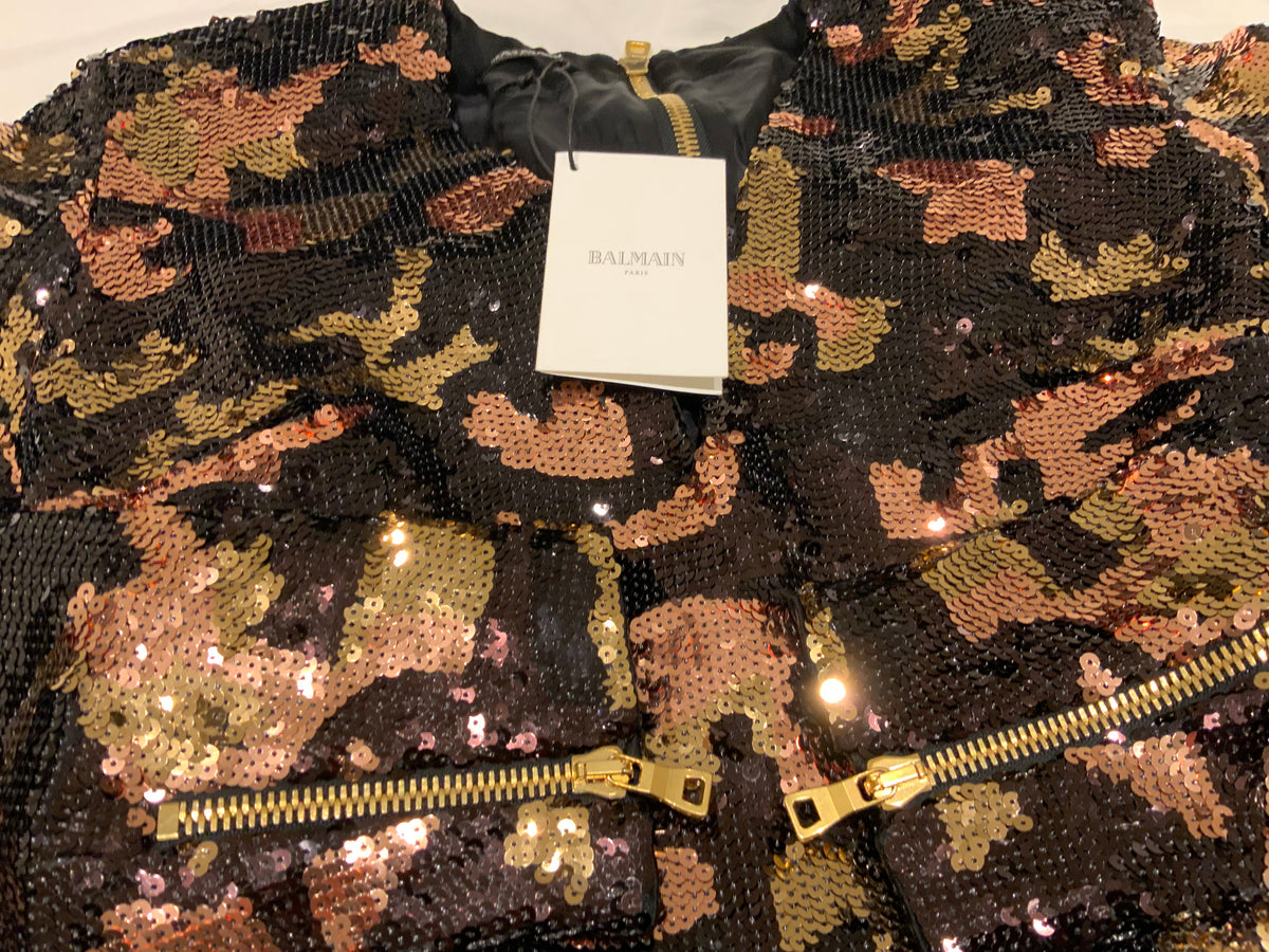 £3,940 SOLD OUT Balmain camouflage sequin Dress F 40 UK 12 US 8 ladies