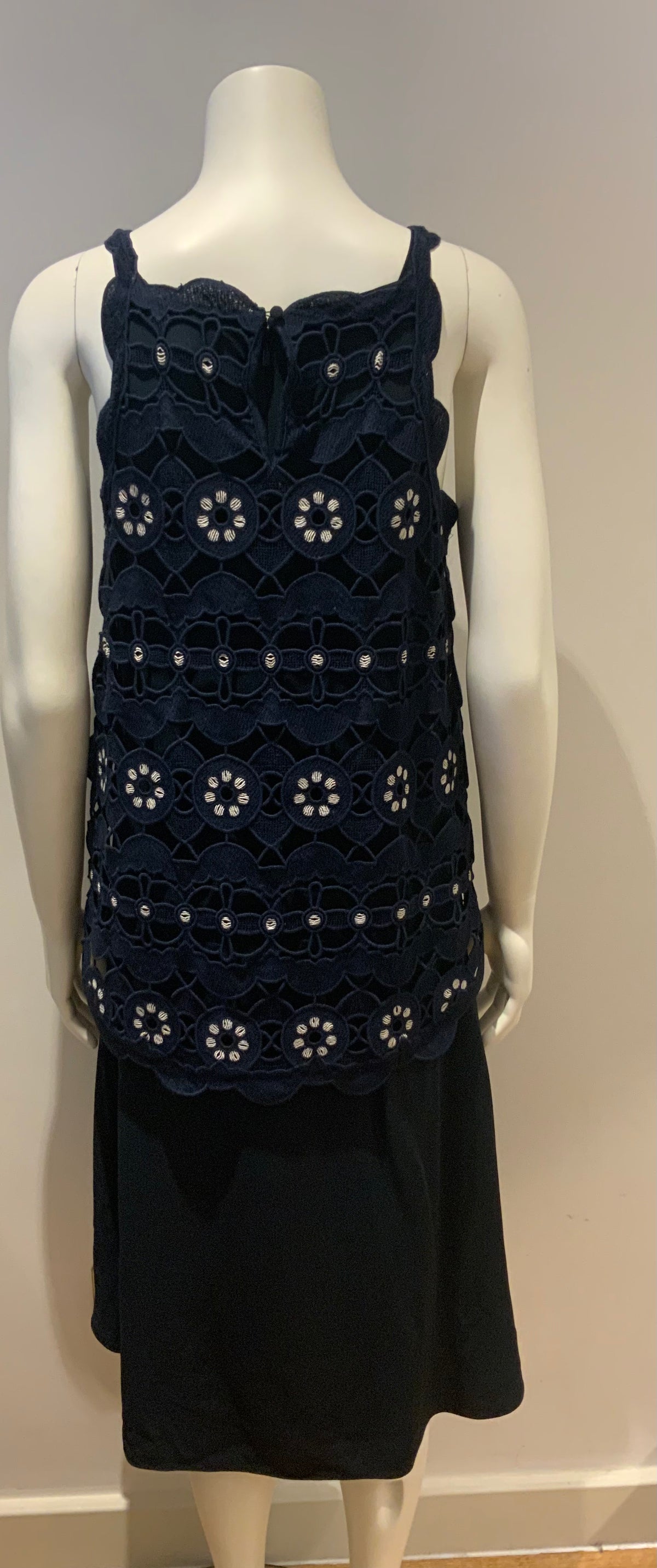 CHLOÉ Guipure Lace Navy Overlay DRESS SIZE FR 38 UK 10 US 6 ladies