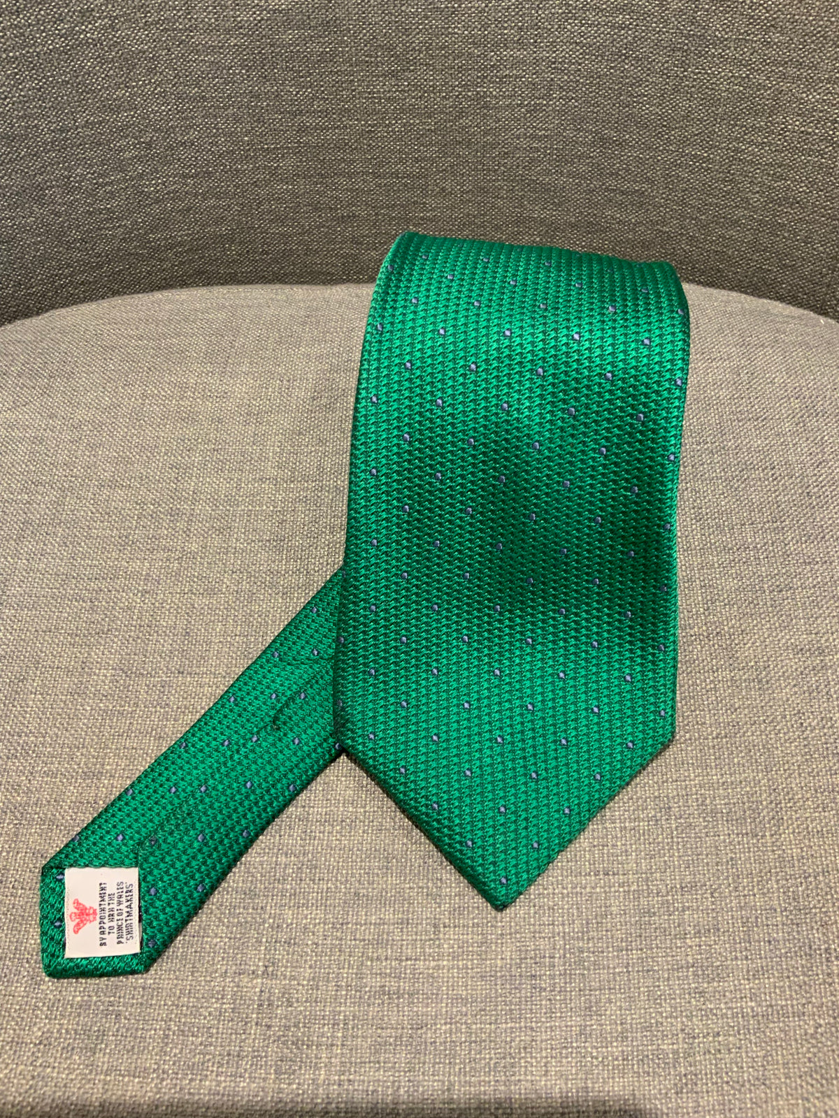 TURNBULL & ASSER Mens Green Jacquard Dots Tie Handmade men