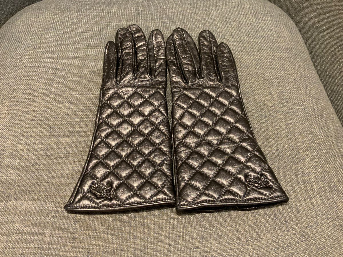 Burberry Metallic Quilted Leather Short Gloves Size 7 ladies