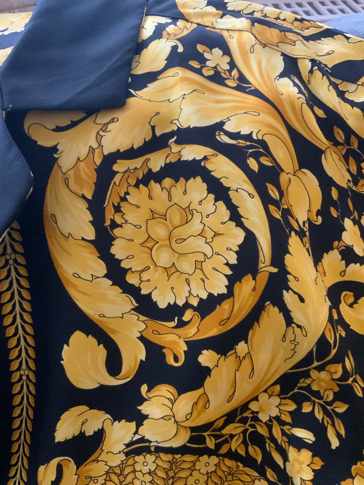 Versace Tribute Printed silk-twill Baroque-print Shirt and Pants Set Size I 40 S ladies