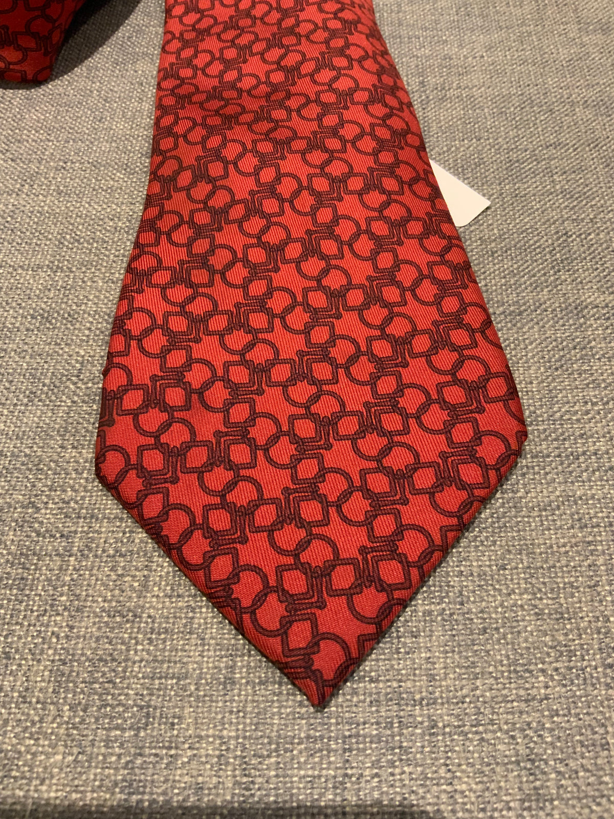 Hermès HERMES Paris Tie Red Equestrian Silk Tie 7809 FA Made in France men