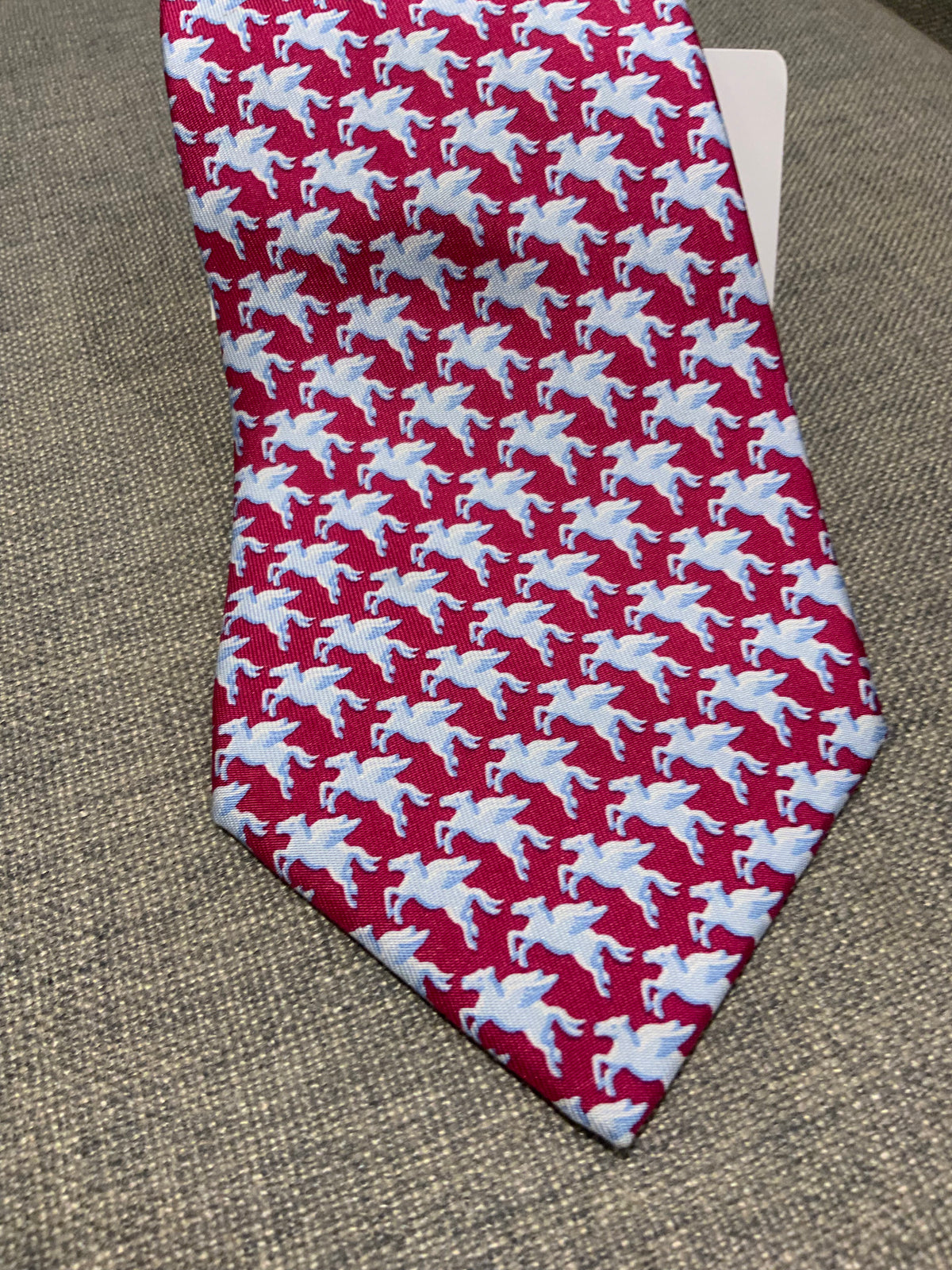 Hermès HERMES Paris Silk GREY SILK FLYING PEGASUS PRINT NECK TIE 5182 IA men