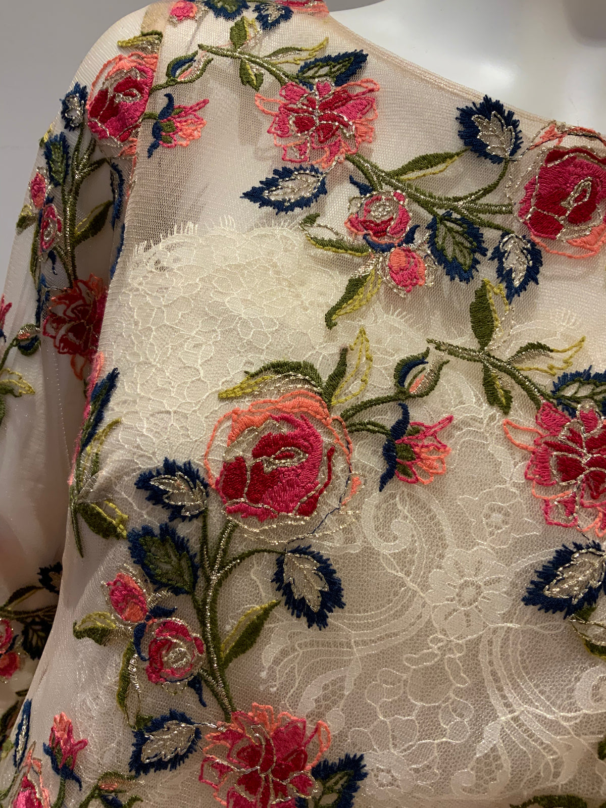Notte by Marchesa Tull Floral Embroidered SO COUTURE Dress Size US 4 UK 8 Small ladies