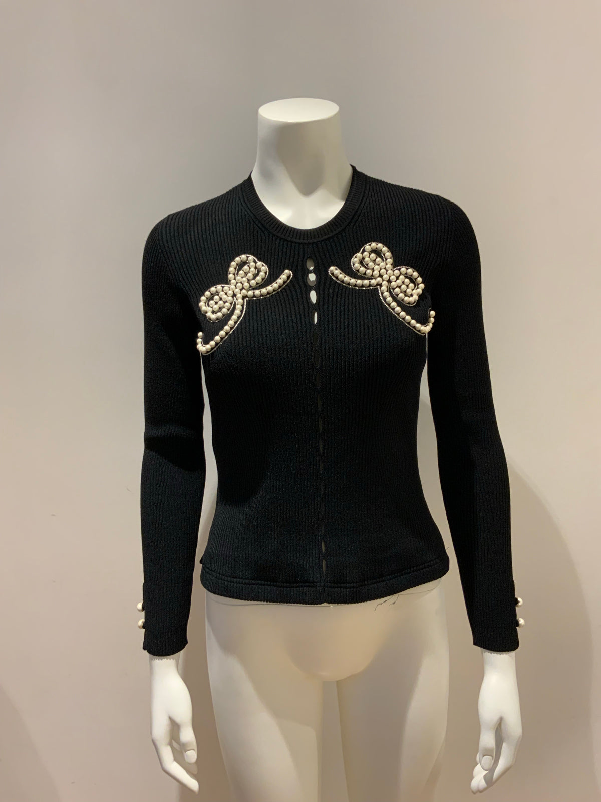 MOST WANTED FENDI Knitwear Black Faux-pearl embellished jumper sweater I 42 UK10 ladies