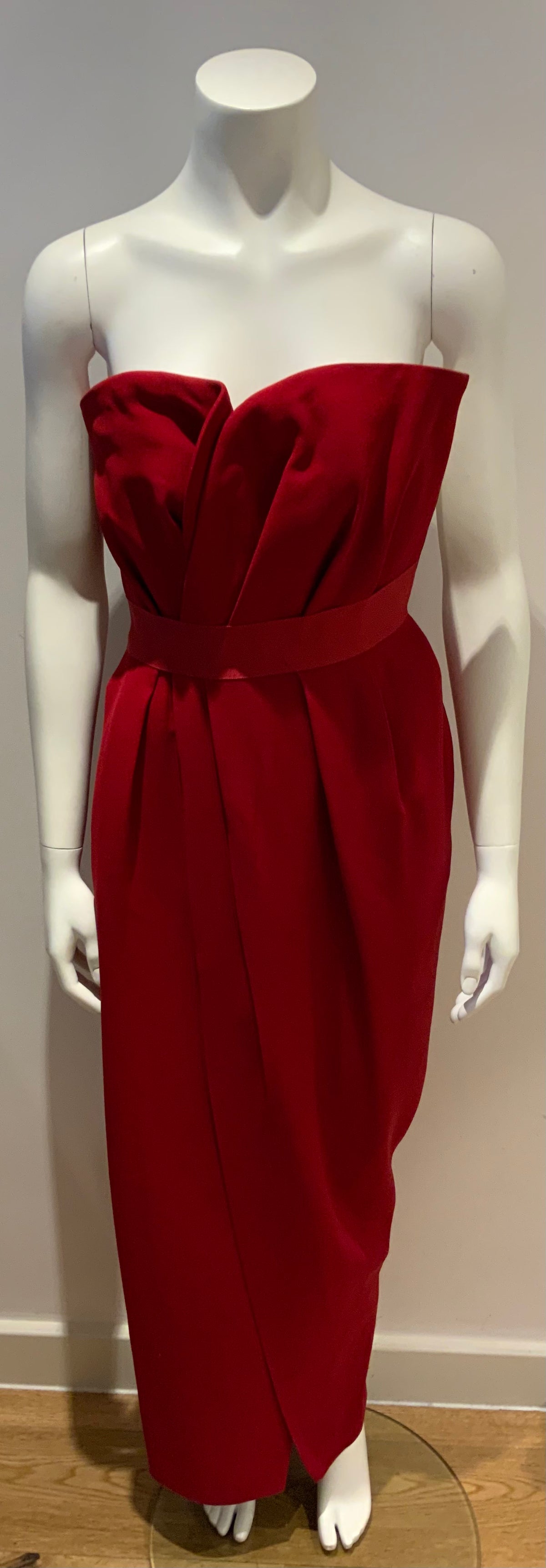 LANVIN Red Strapless wrap-effect silk-crepe gown dress RED CARPET F 36 XS ladies