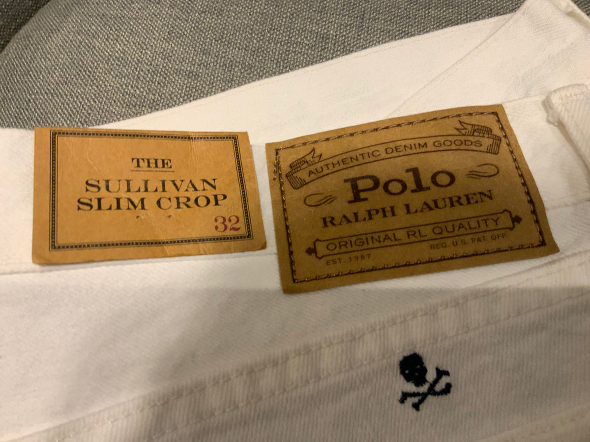 Polo Ralph Lauren Sullivan Skulls Embroidered White Denim Jeans Size 32x32 men