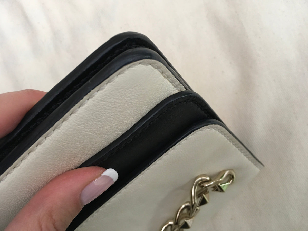 Valentino Bicolor Chain Double Flap Leather Clutch Bag Evening Bag Amazing Ladies