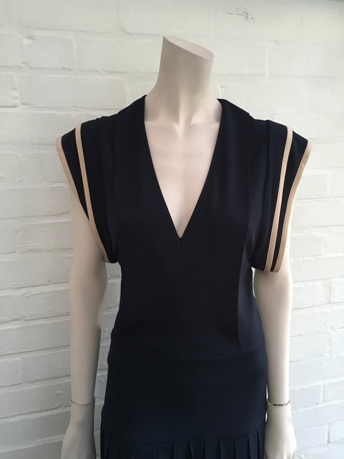 CHLOÉ Pleated Navy Midi Dress Ladies