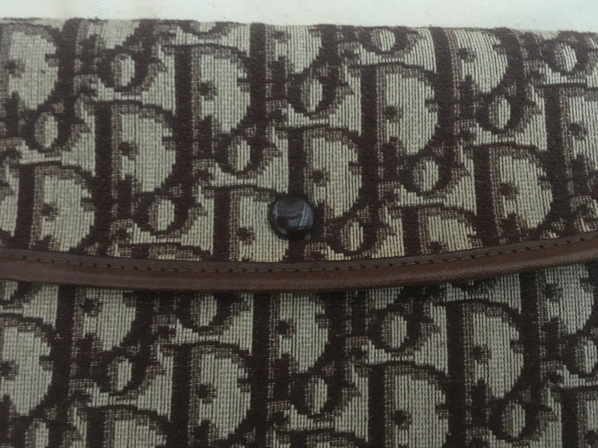 Christian Dior 1960's Diorissimo vintage Leather Trim Clutch Pouch Ladies