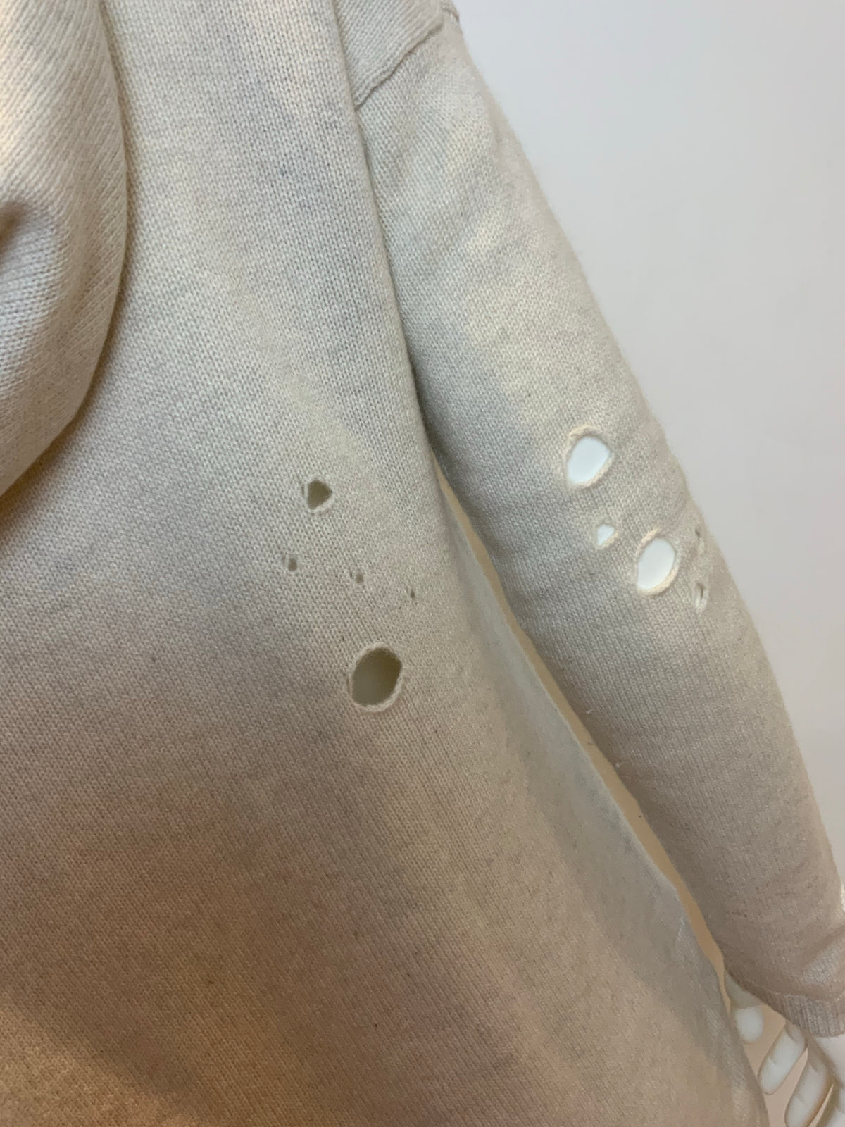 AUTUMN CASHMERE Beige Distressed Hoodie Jumper Sweater Size S small ladies