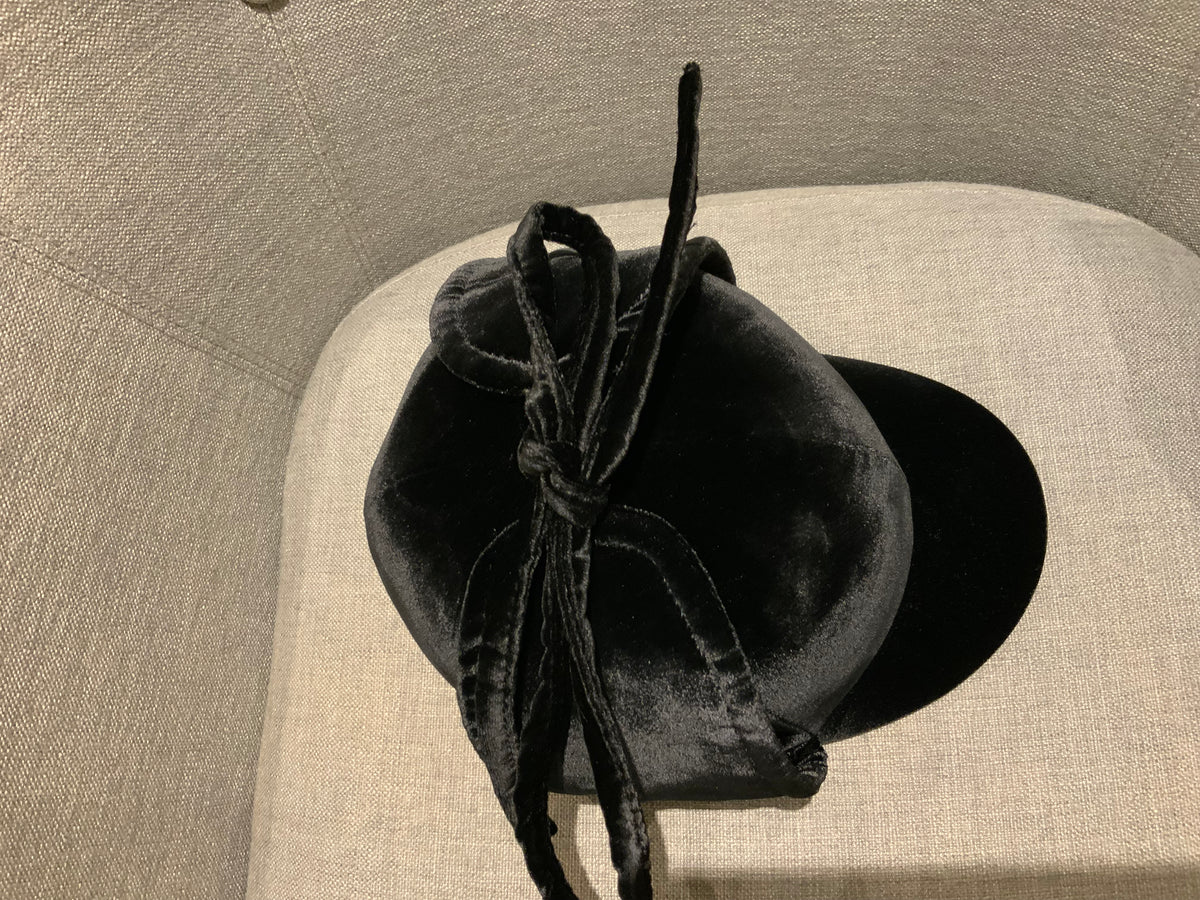 MIU MIU Black Bow-detailed black velvet cap Size S small ladies