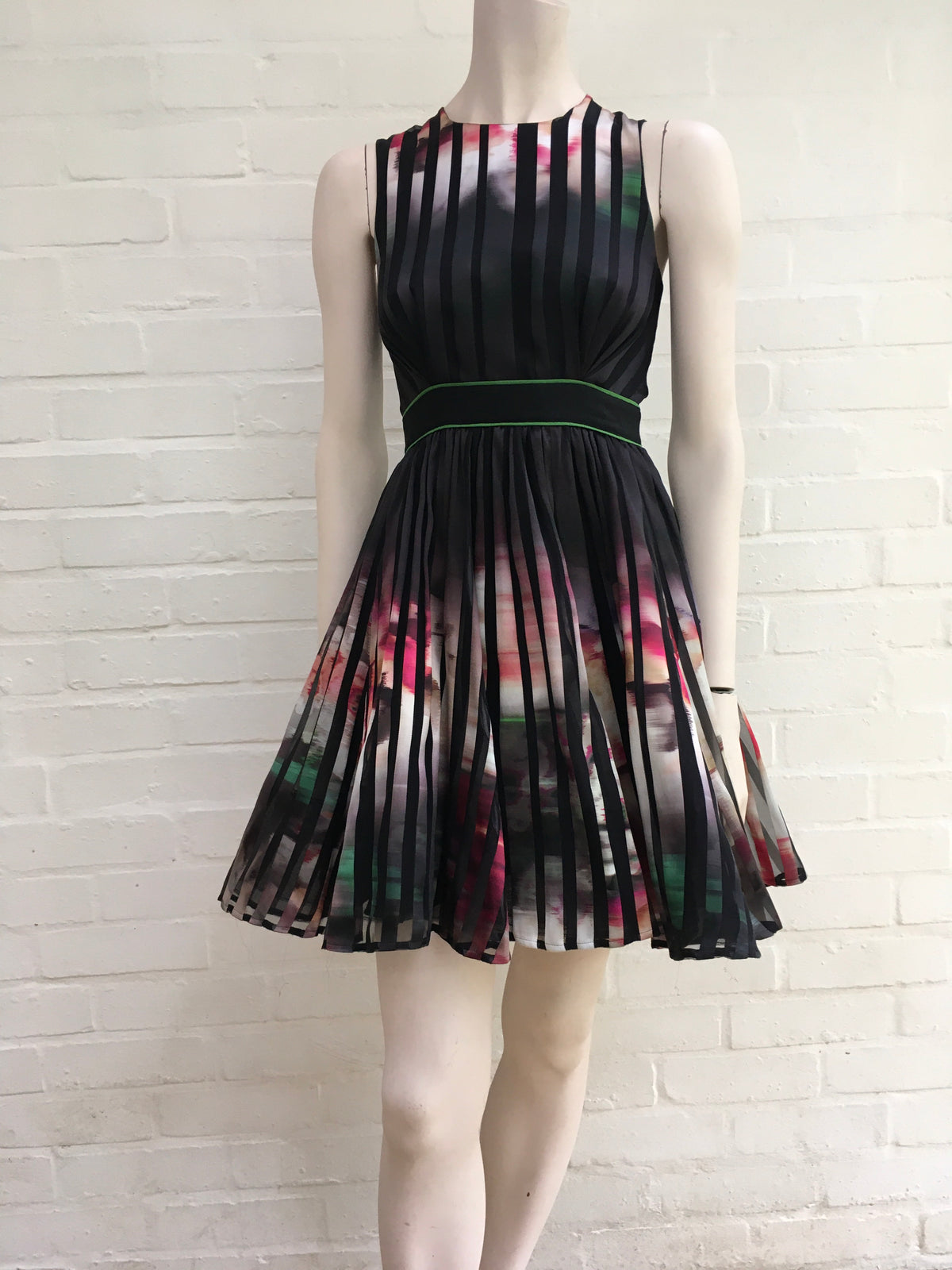 ELIE SAAB Black sheer tapes multicolor floral pattern Dress F 34 ladies