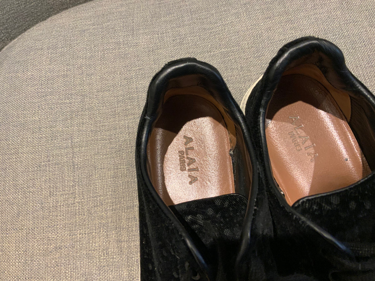 Azzedine Alaia LASER-CUT Velvet Lace Up Sneaker Trainers Size 35 US 5 UK 2 ladies