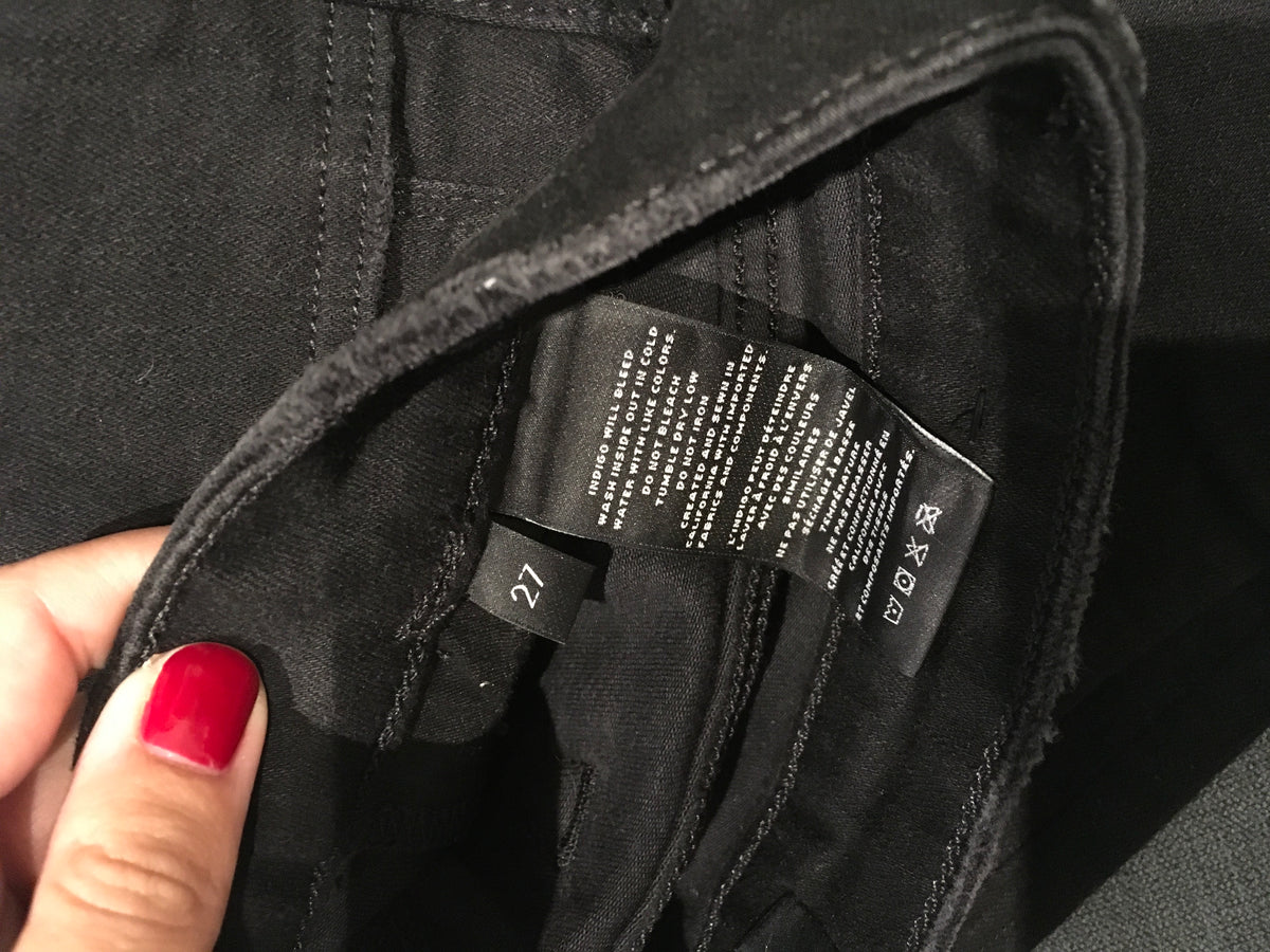 J BRAND Vanity Destruct Black Amelia Cropped Stretch Jeans Size 27 ladies