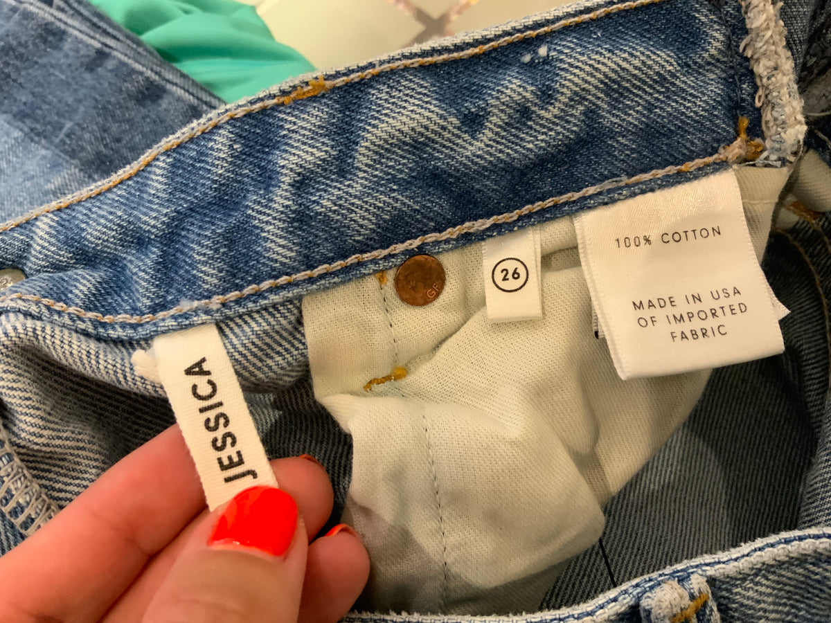 GRLFRND Jessica cropped mid-rise wide-leg Denim Jeans Size 26 ladies