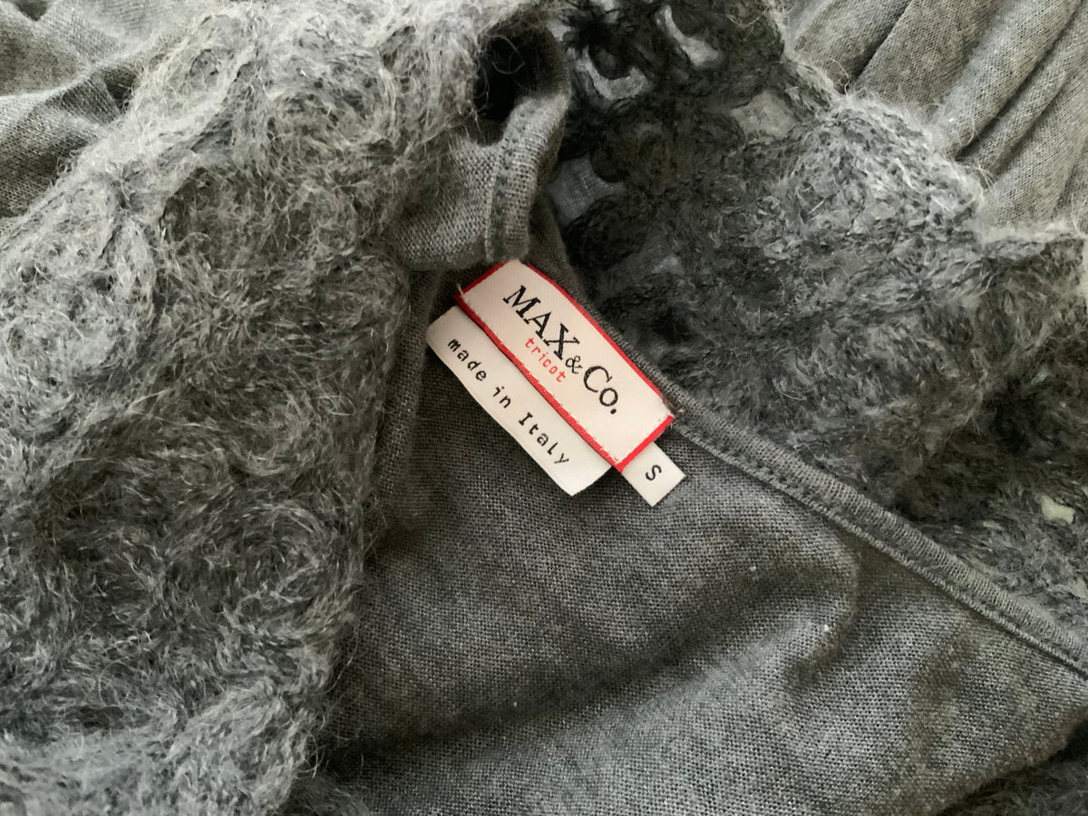 MAX&Co. by Max Mara wool-blend Grey Pleated Mini Dress Size S small ladies