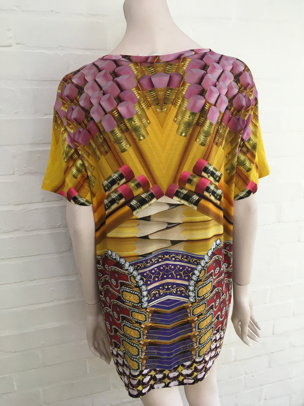 MARY KATRANTZOU Runaway Pencils Printed Short Sleeve T-shirt Size M medium ladies