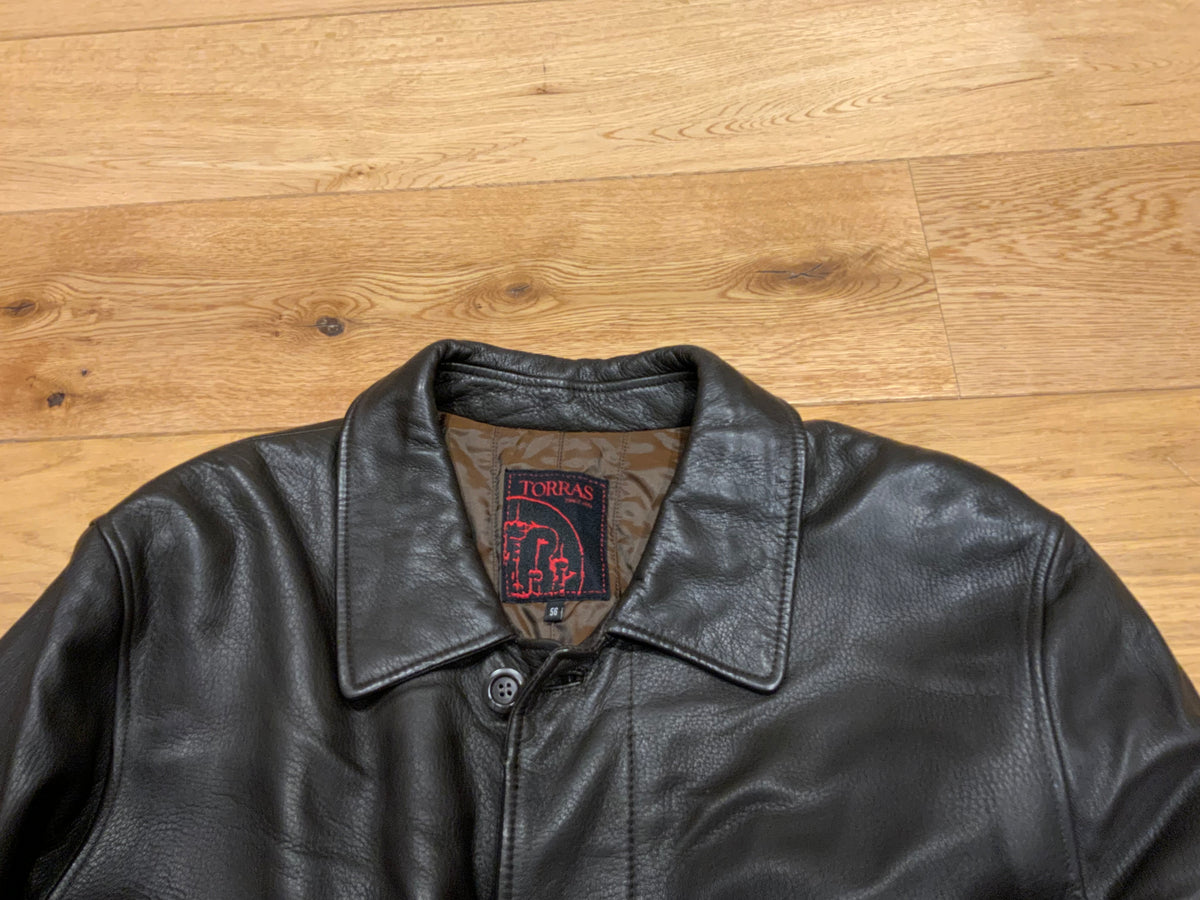 TORRAS Mens Brown Leather Jacket Coat Size 56 men
