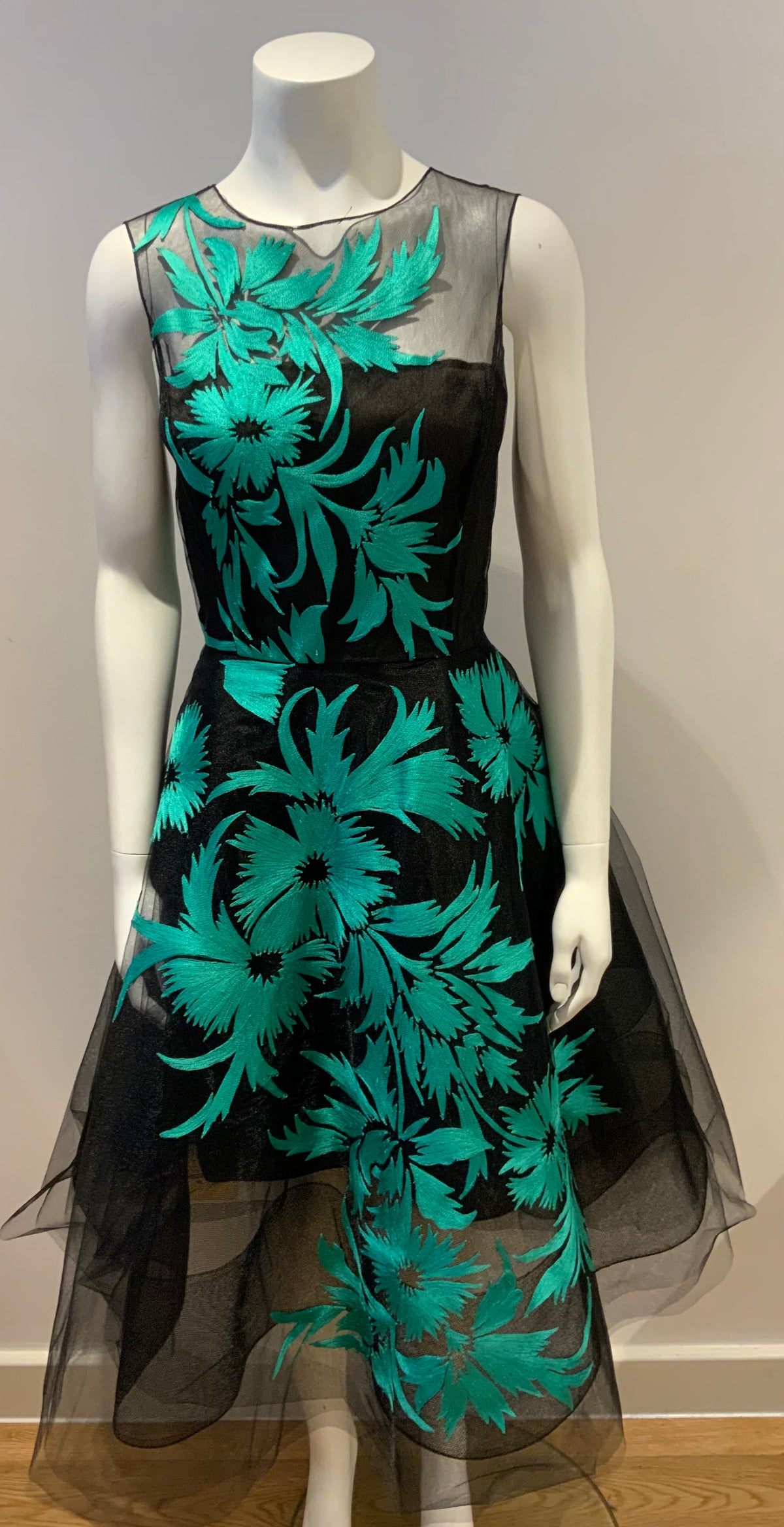 Oscar de la Renta Red Carpet Green Embroidered Gown Dress Size US 6 UK 10 ladies