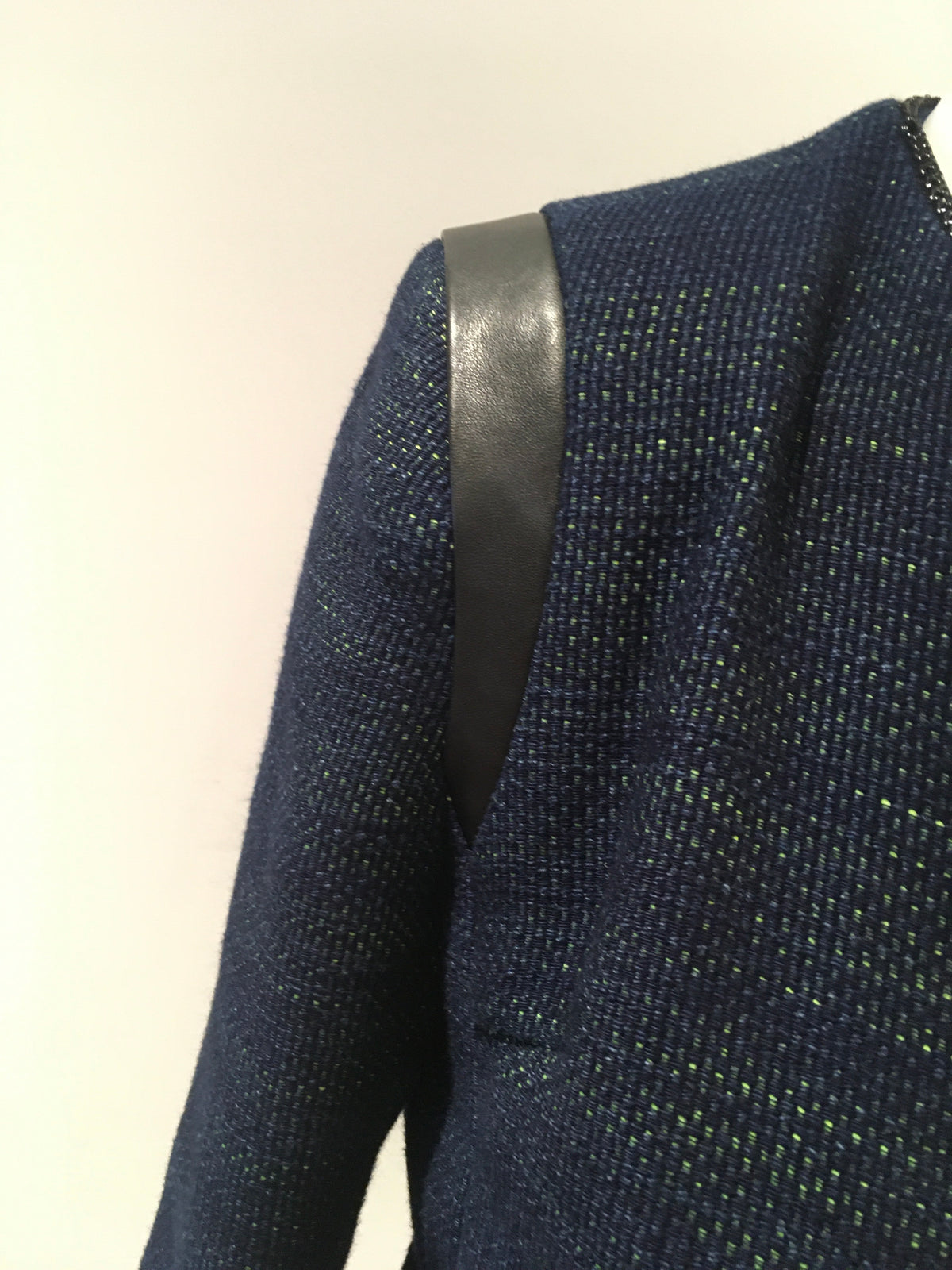 SANDRO Paris Tweed Leather Insert Jacket Blazer SIZE F 38 UK 10 US 6 ladies
