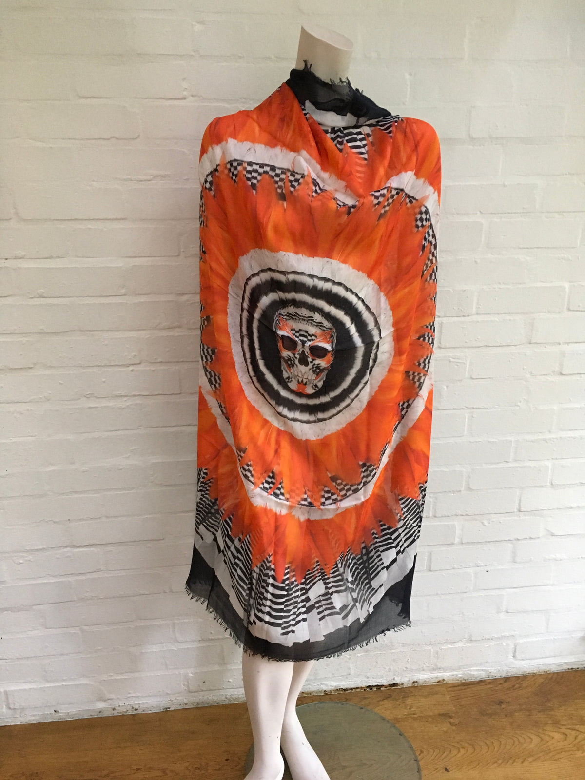 ALEXANDER MCQUEEN KNITTED FEATHER SKULL PRINT SILK BLEND SCARF AMAZING Ladies