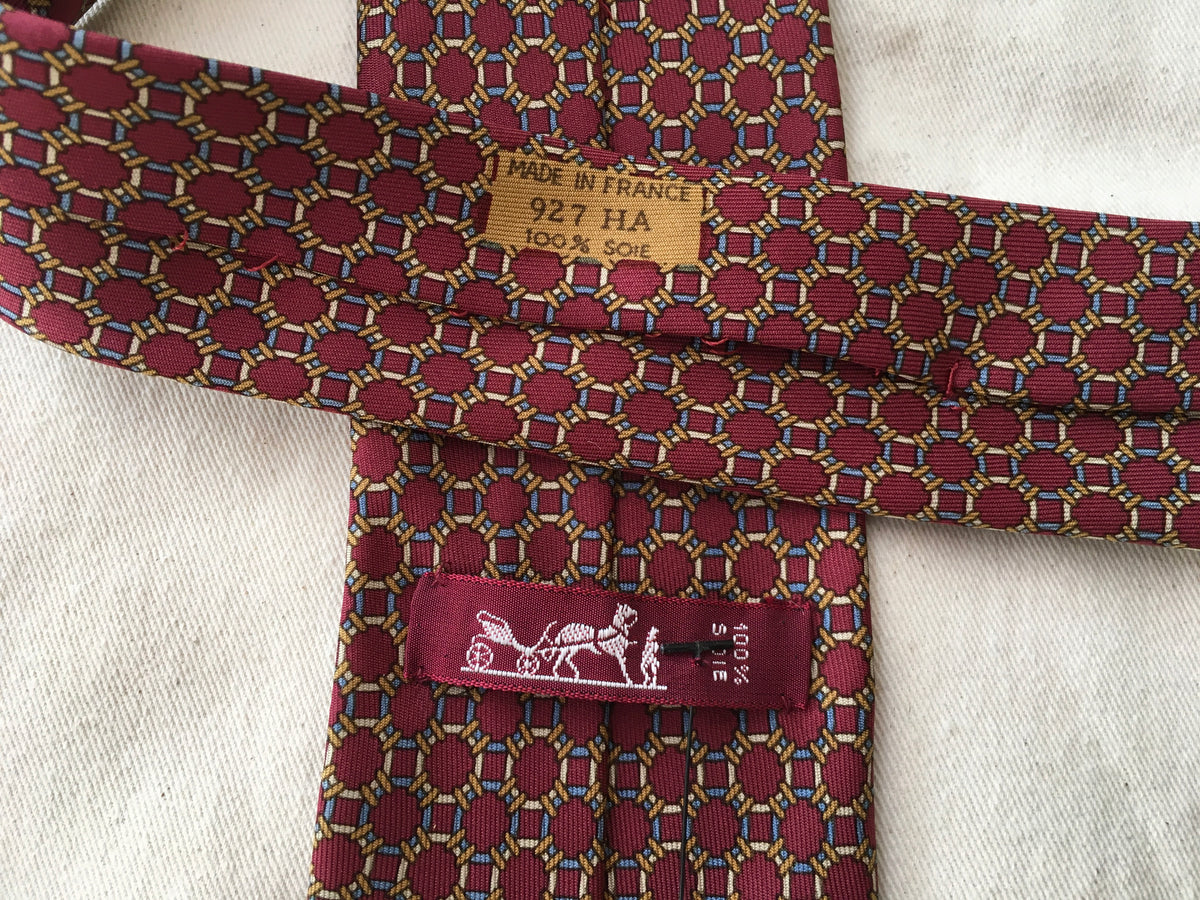 Hermès HERMES Paris Silk Chain-Link Print Tie 927 HA 100% AUTHENTIC Men