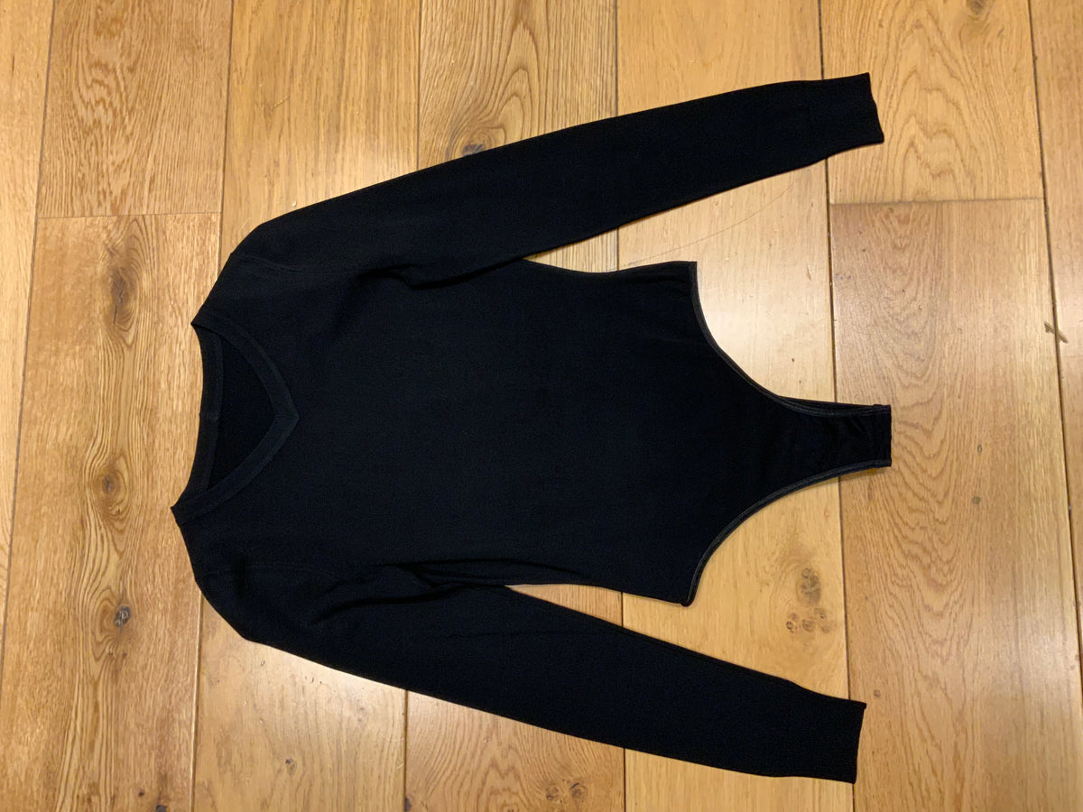 Azzedine Alaïa Alaia Black Wool Blend Bodysuit Top Runaway Collection Size XS ladies