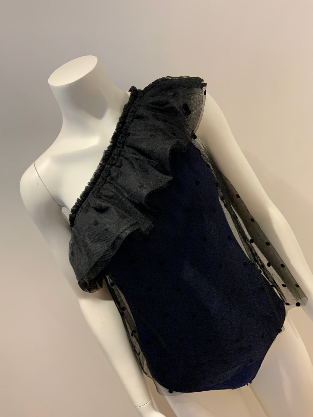 MAJE Lowers one-shoulder tulle ruffle body top Size 3 L large ladies