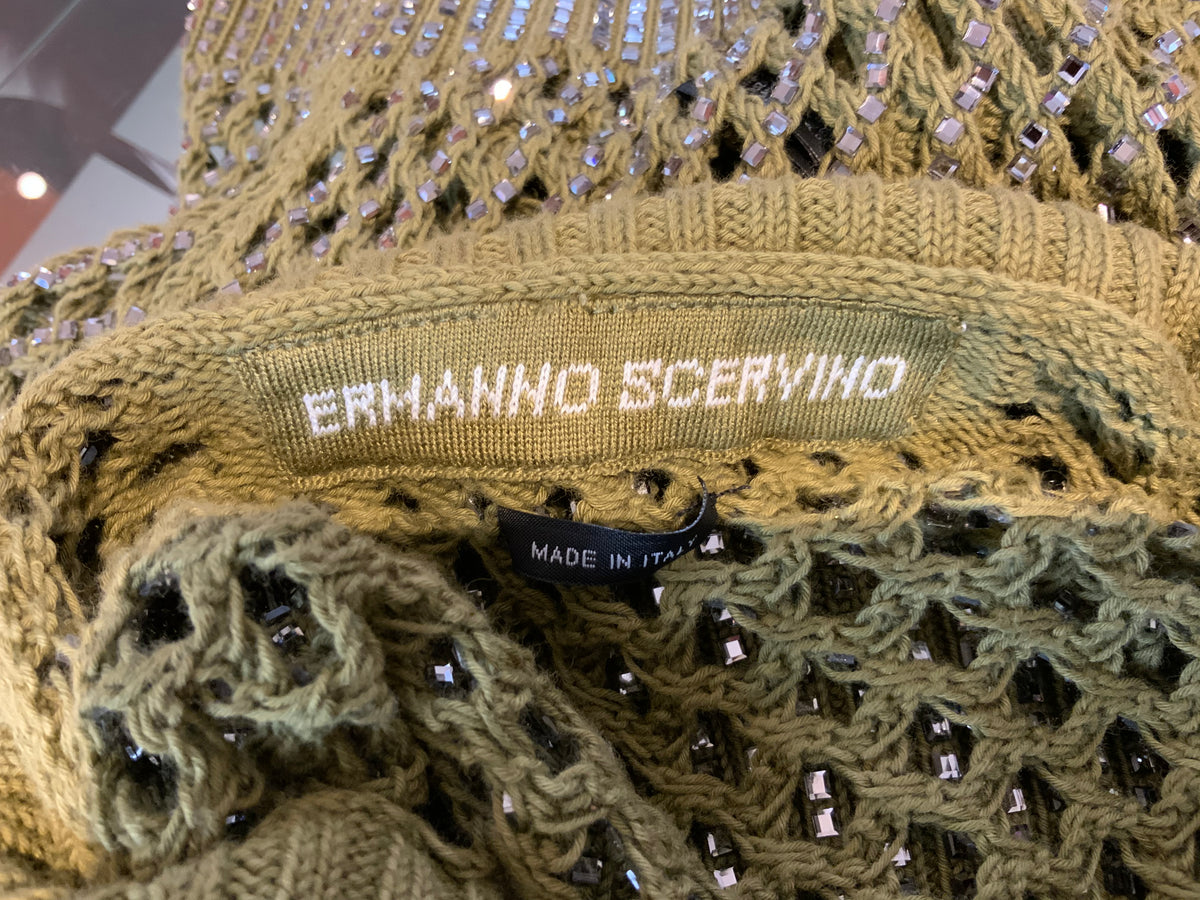 Ermanno Scervino Crystal embellished open knit Turtleneck Size I 38 UK 6 US 2 XS ladies
