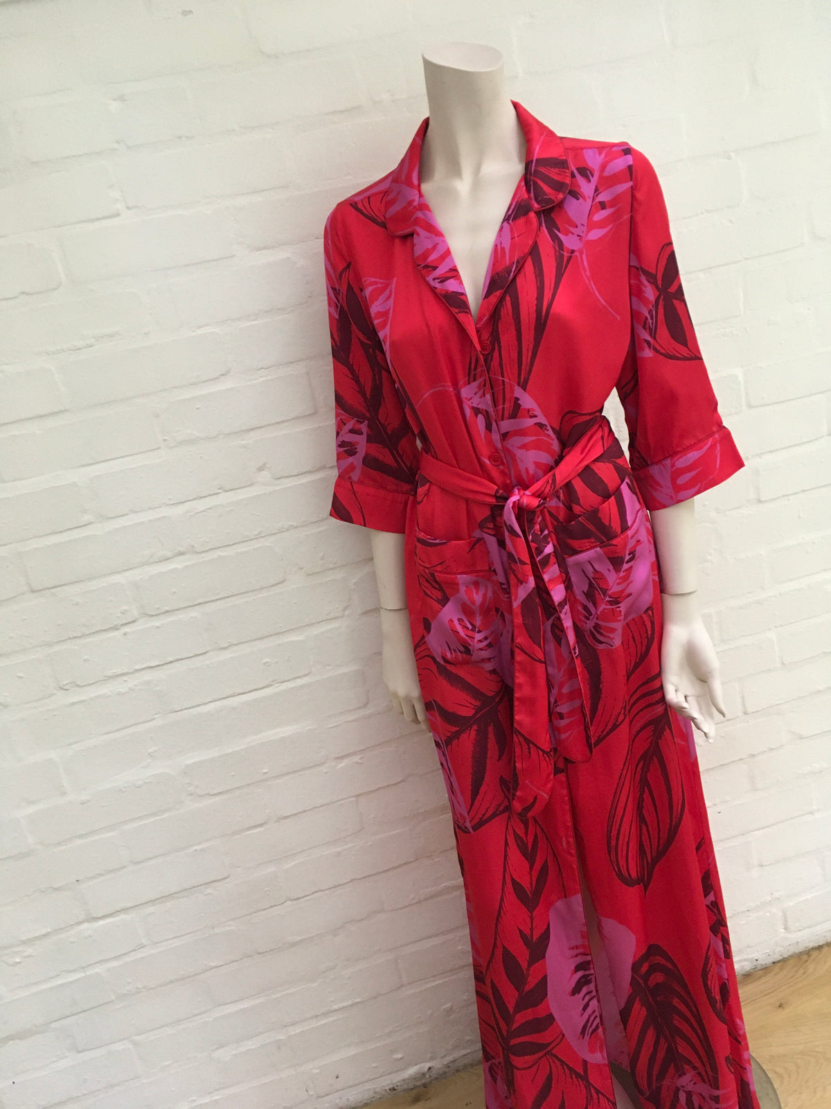 Borgo De Nor Maria Floral-Print Satin Robe Long Dress Ladies