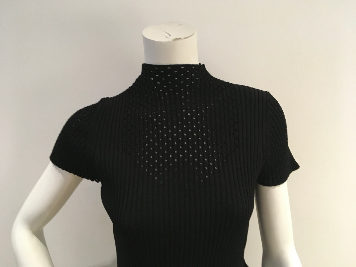 MAJE Black Maestry Mock Neck Top Ribbed Knit Top SIZE 3 Large ladies