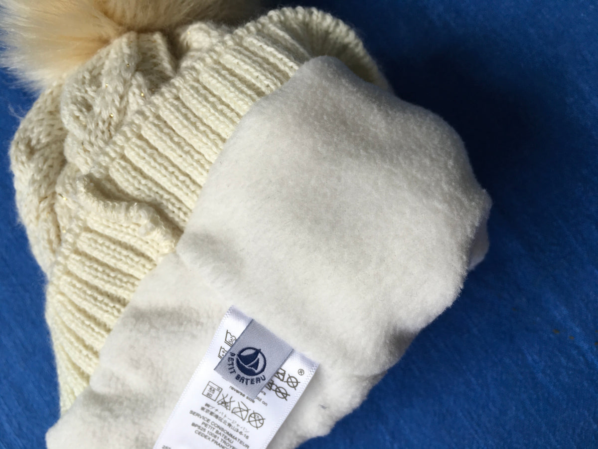 Petit Bateau Wool Blend Girl Cable Knit Pom-Pom Hat Amazing Quality 2019 Children