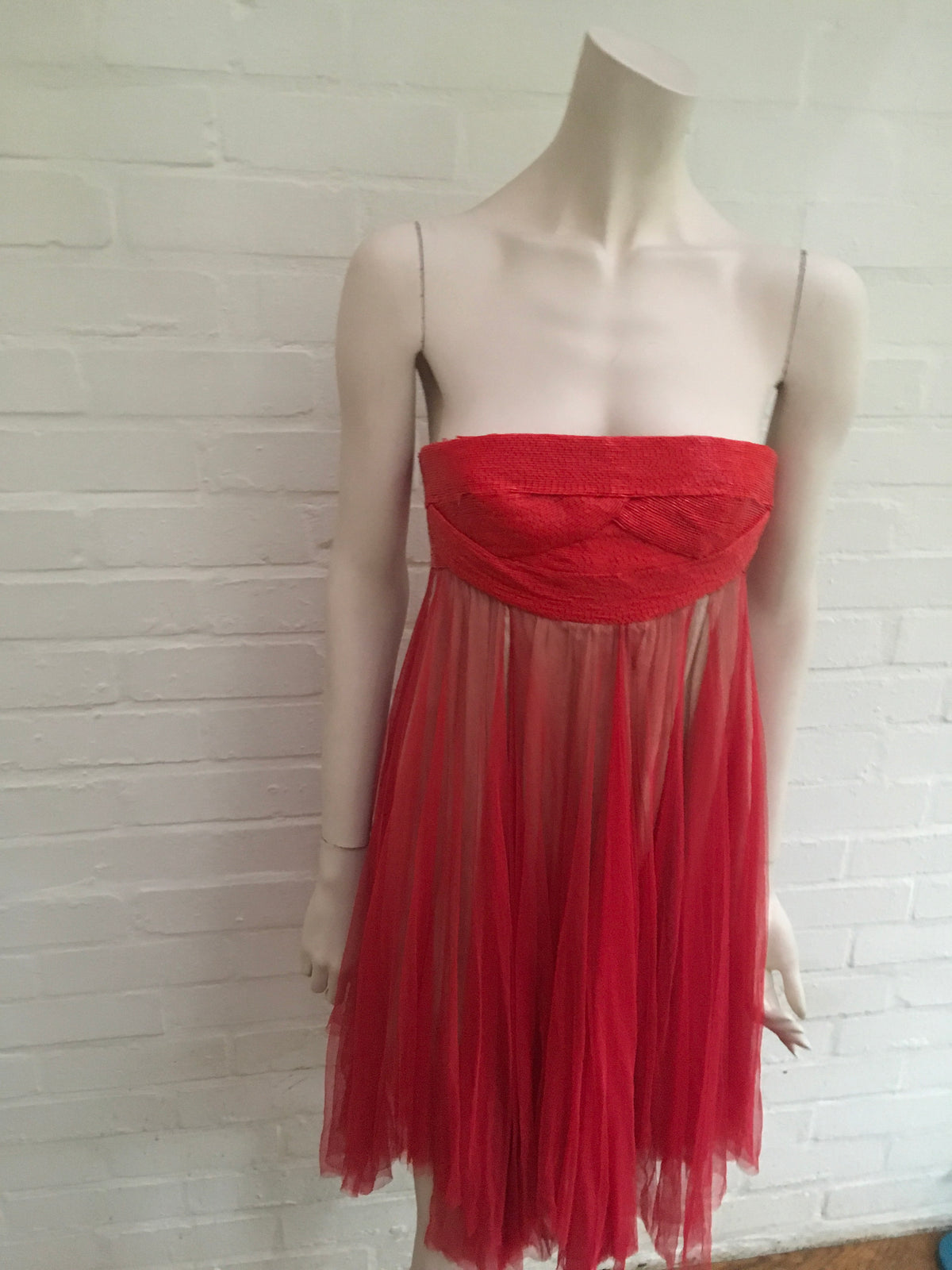 JASMINE DI MILO Red STRAPLESS HAND BEADED DRESS Ladies