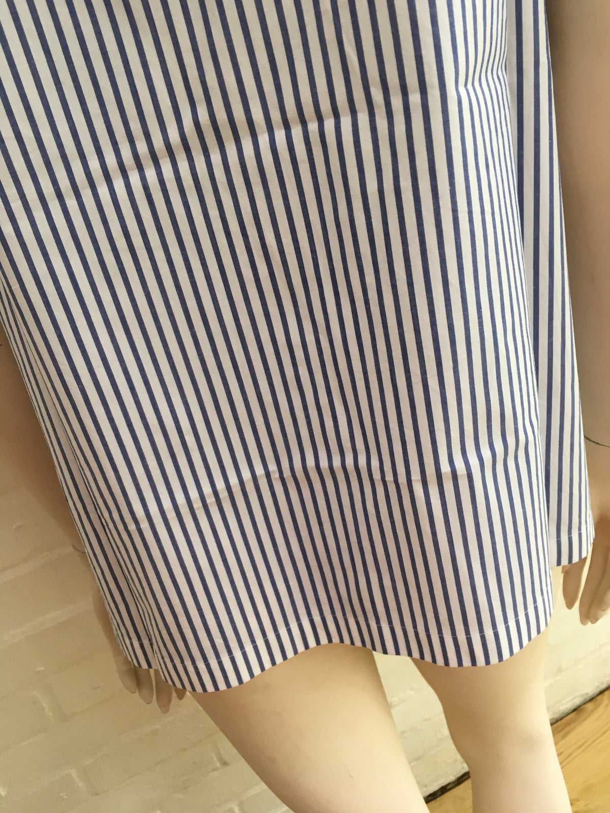 Brunello Cucinelli A-Line Striped Poplin Shirt Sleeveless White/blue Monili Trim ladies