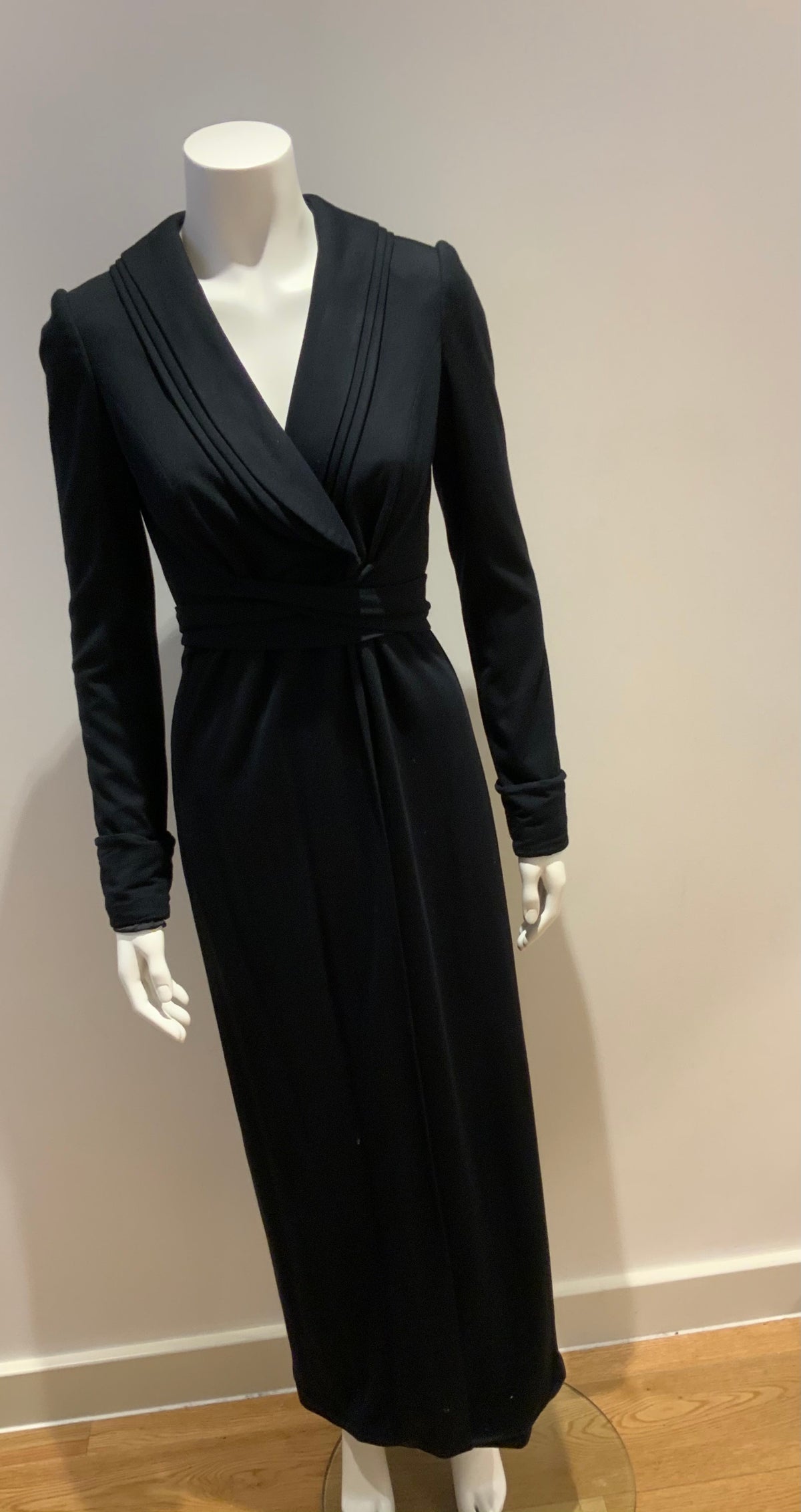 JASMINE DI MILO BLACK WOOL LONG COAT DRESS SIZE S SMALL ladies