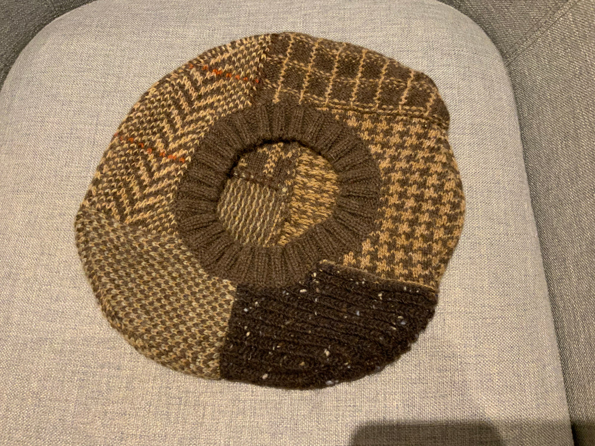 Ralph Lauren Tweed Run Pure Wool Knit Patched Beret One Size ladies