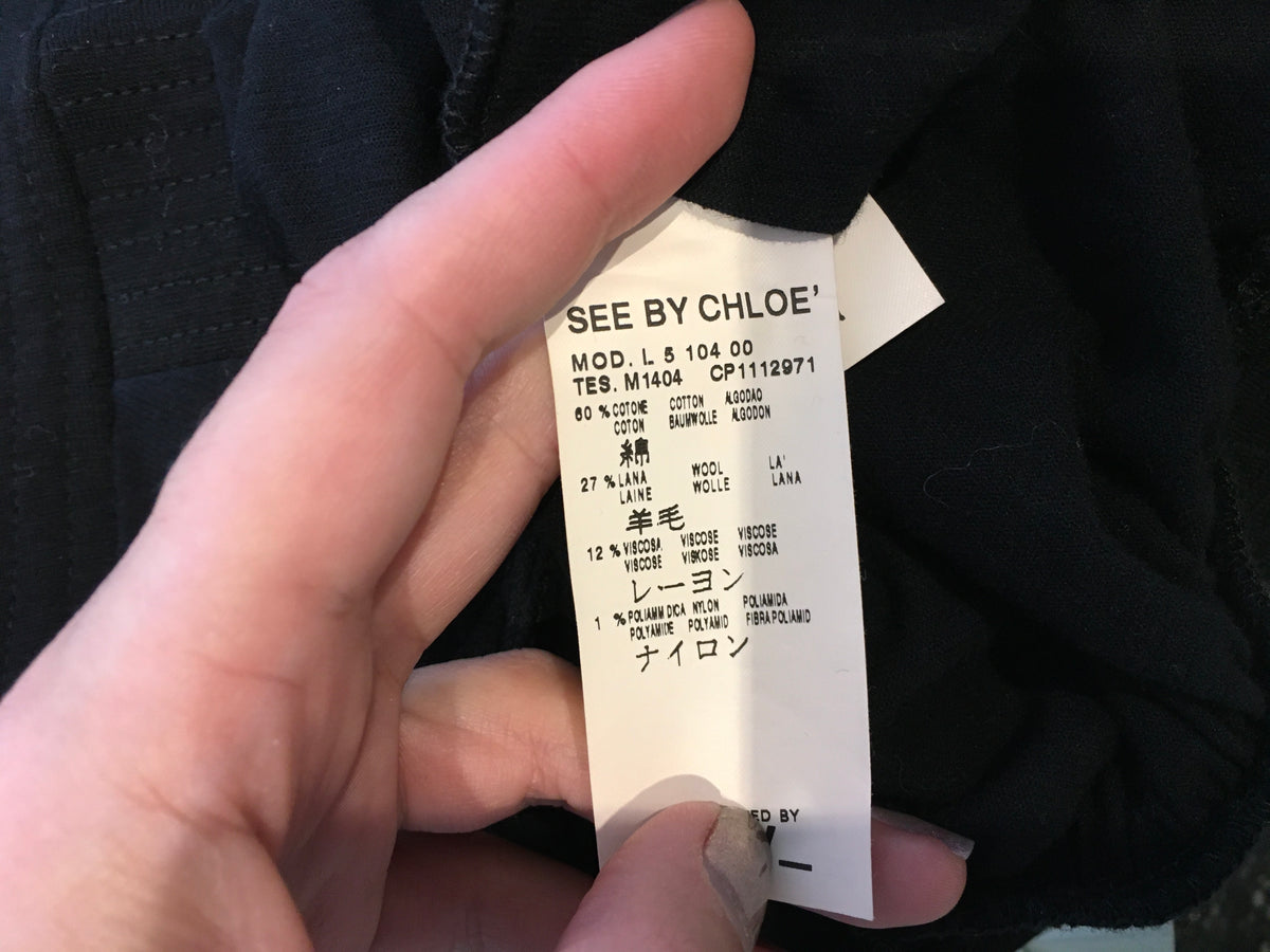 See by CHLOÉ Wool Blend LBD Little Black Dress Size I 38 UK 6 US 2 ladies