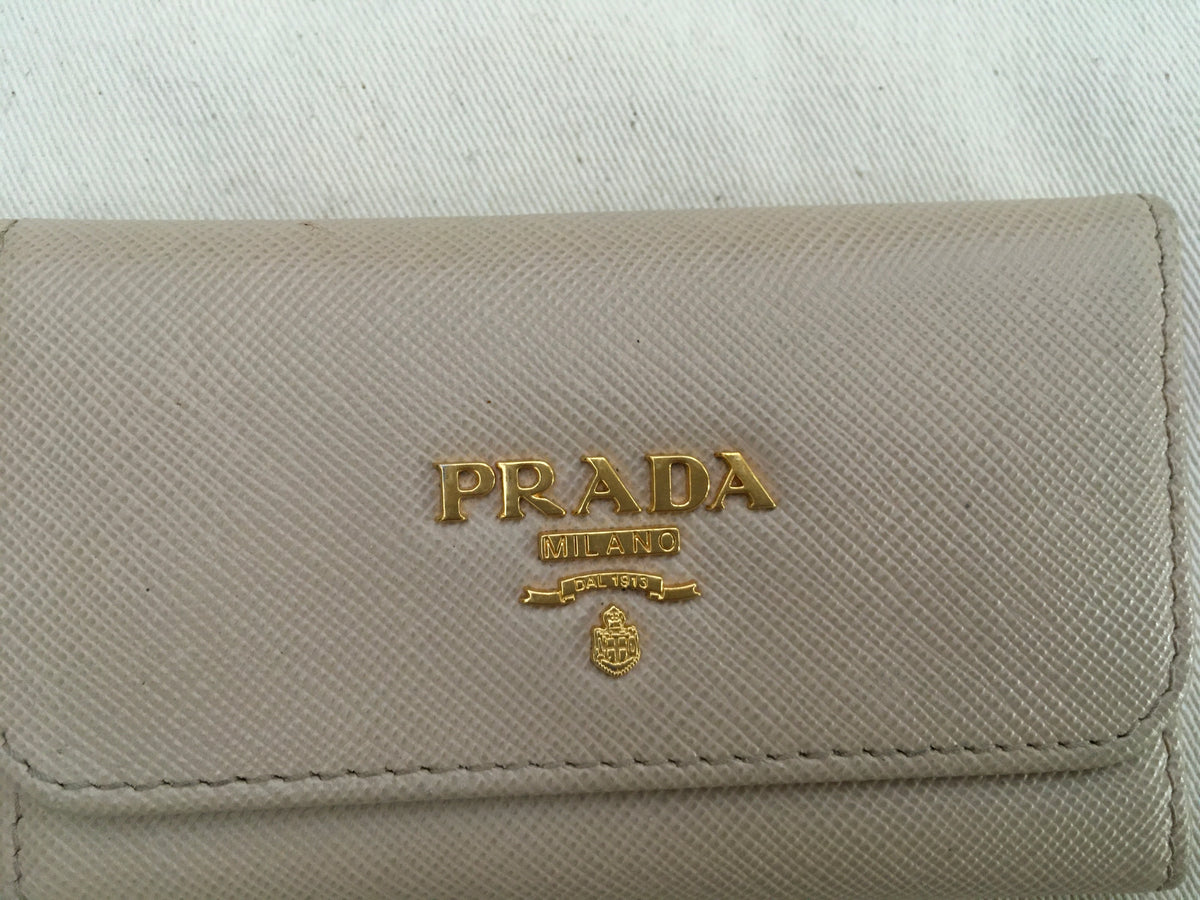 PRADA Saffiano Leather 6 Key Holder Wallet Keyholder Ladies
