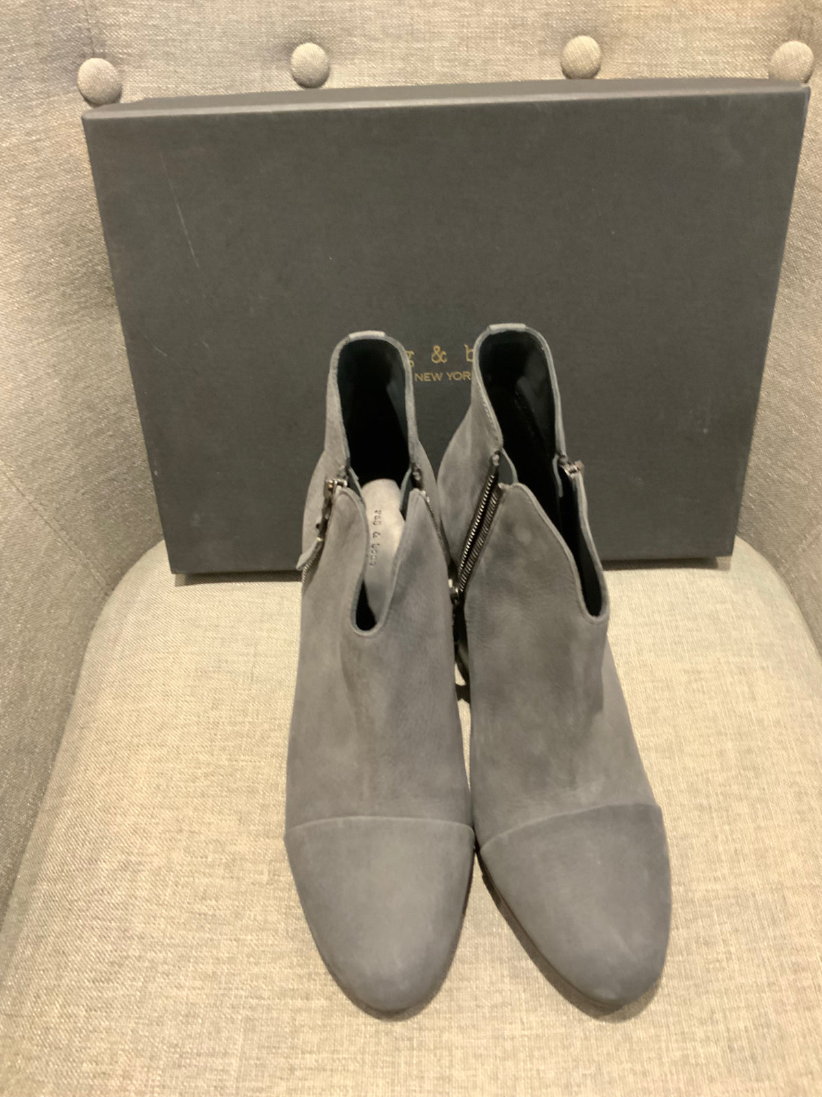 Rag & Bone Leather Margot boot charcoal grey ankle booties Size 41 US 11 UK 8 ladies