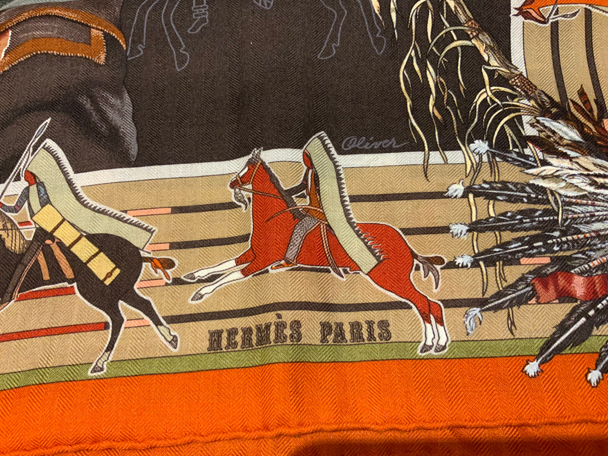 Hermès Hermes Paris Pani La Shar Pawnee 2022 Cashmere Silk Scarf ladies