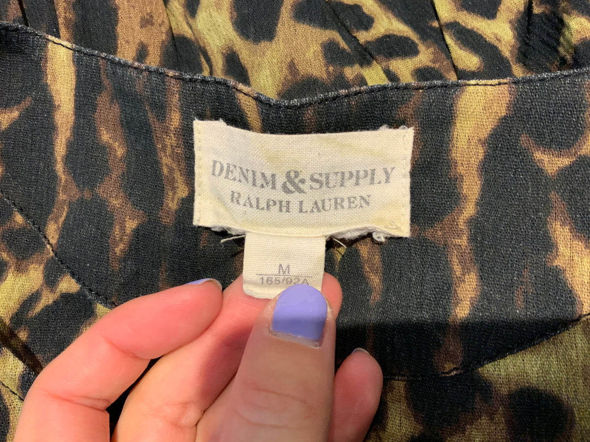 Denim & Supply Ralph Lauren Animal Printed Boho Blouse Top Peasant Size M Medium ladies