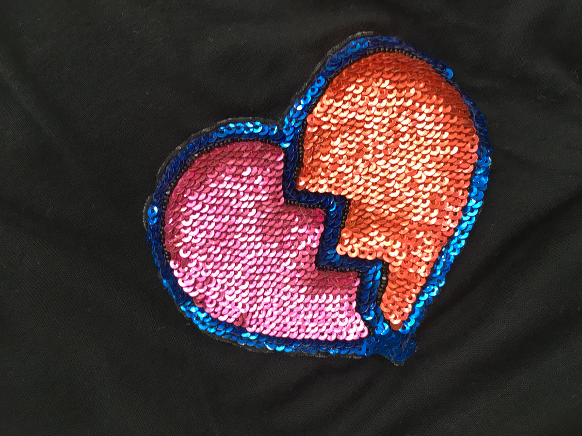 Yazbukey Sequins Broken Heart Long Sleeve Top Beautiful Ladies