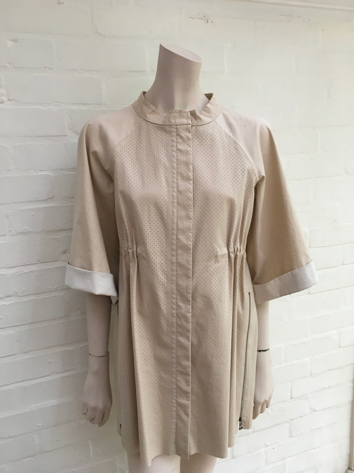 JIL SANDER NAVY Oversized beige Trench Coat SIZE 32 US 0 UK 4 XXS Ladies