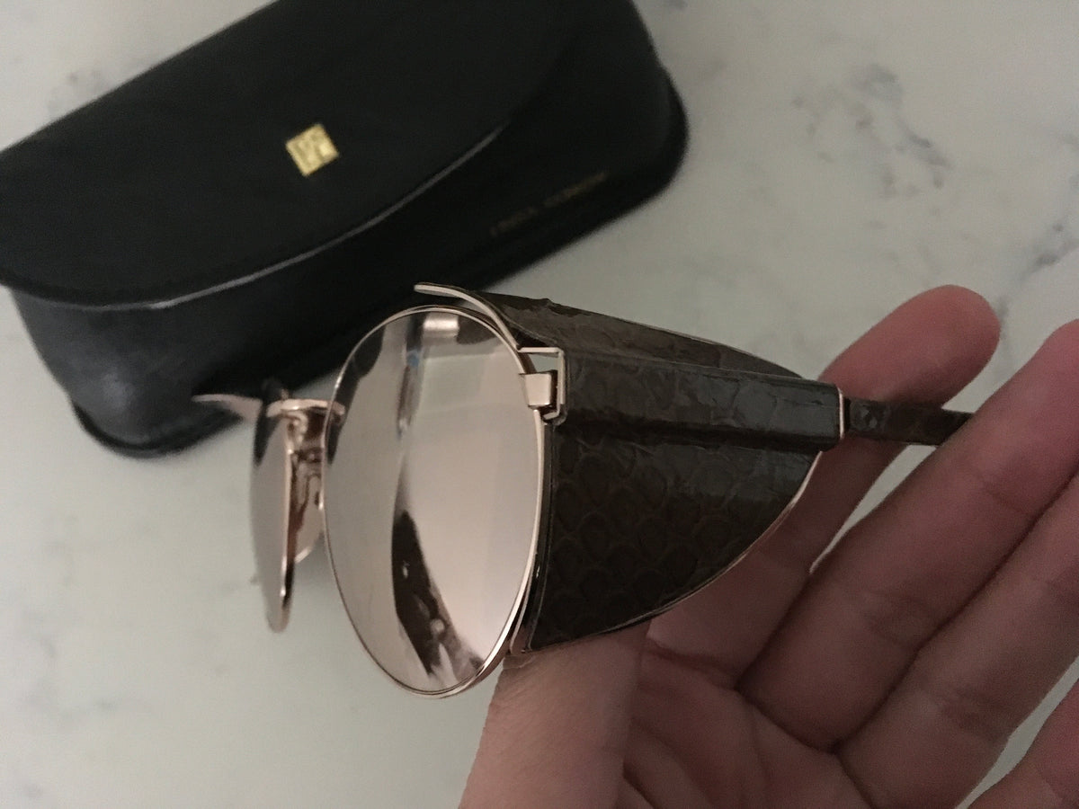 LINDA FARROW LFL300 REAL ROSE GOLD PLATED PYTHON SNAKESKIN SUNGLASSES LIMITED ladies