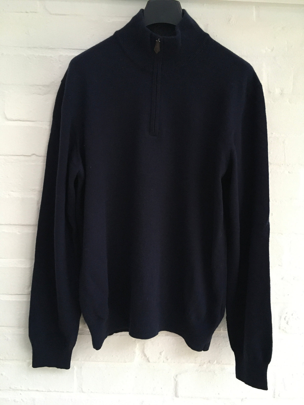 HACKETT LONDON NAVY CASHMERE WOOL KNIT HALF ZIP SWEATER JUMPER M MEDIUM Men
